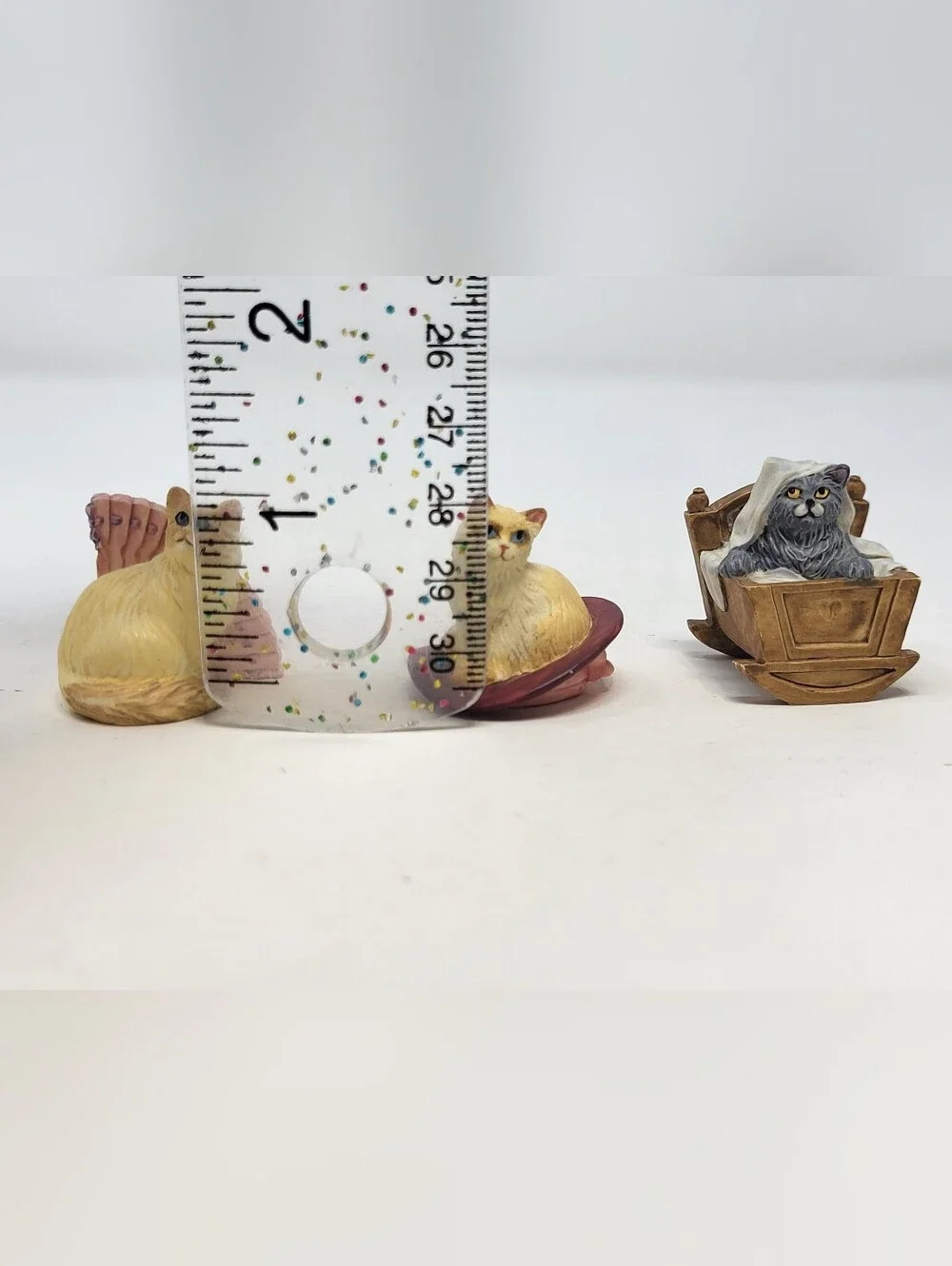 Lenox Miniature Victorian Cat Thimbles Kitty Fan Hat Cradle set of 3